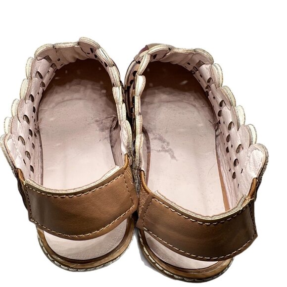 Multicolor Woven Slingback Shoes Kitten Heel Perforated Stripes 35 Tan Purple - Picture 7 of 8